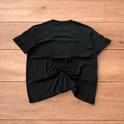 Novelty cigarettes tshirt with front graphic print in black.