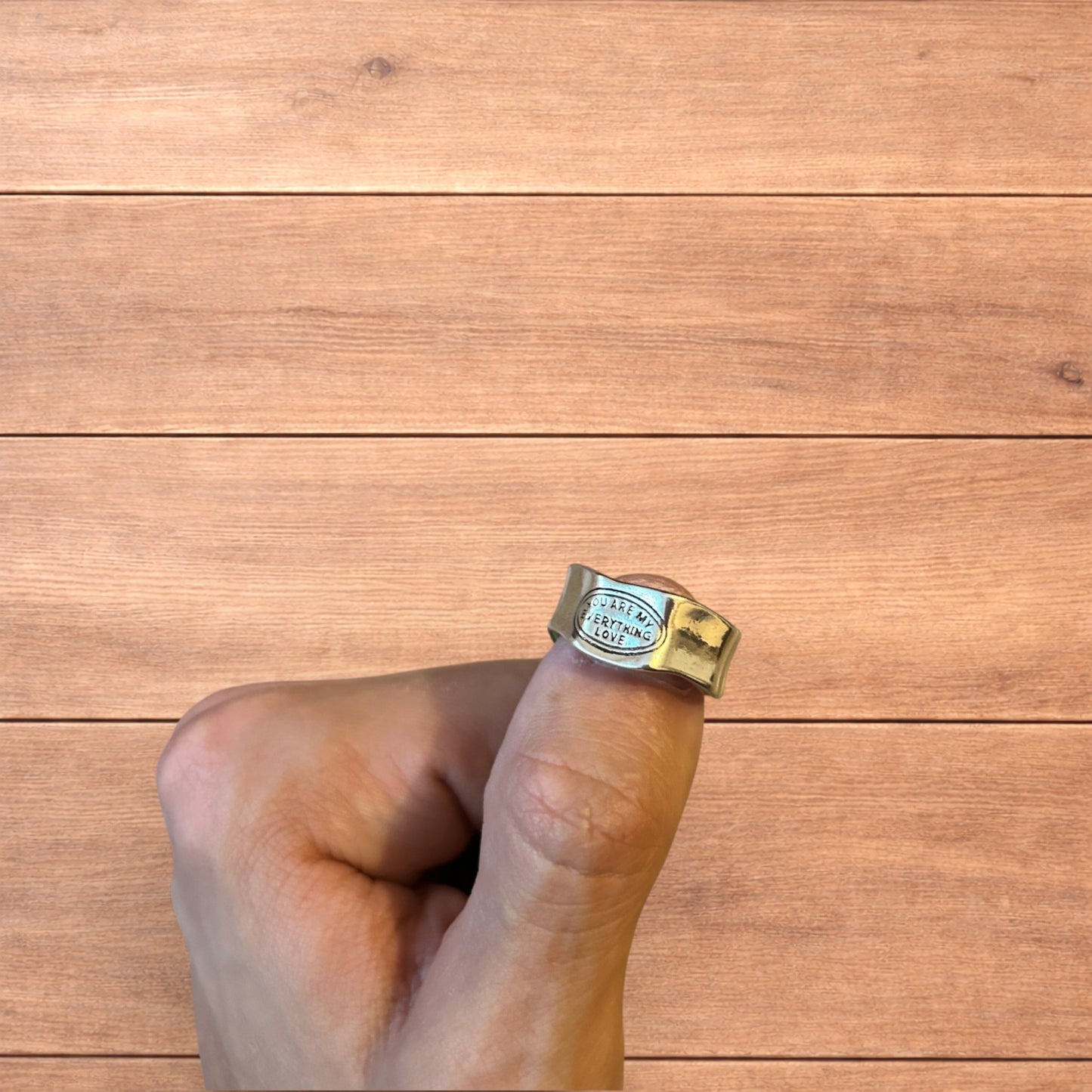 Vintage style stainless steel you are my everything love ring in silver/green.
