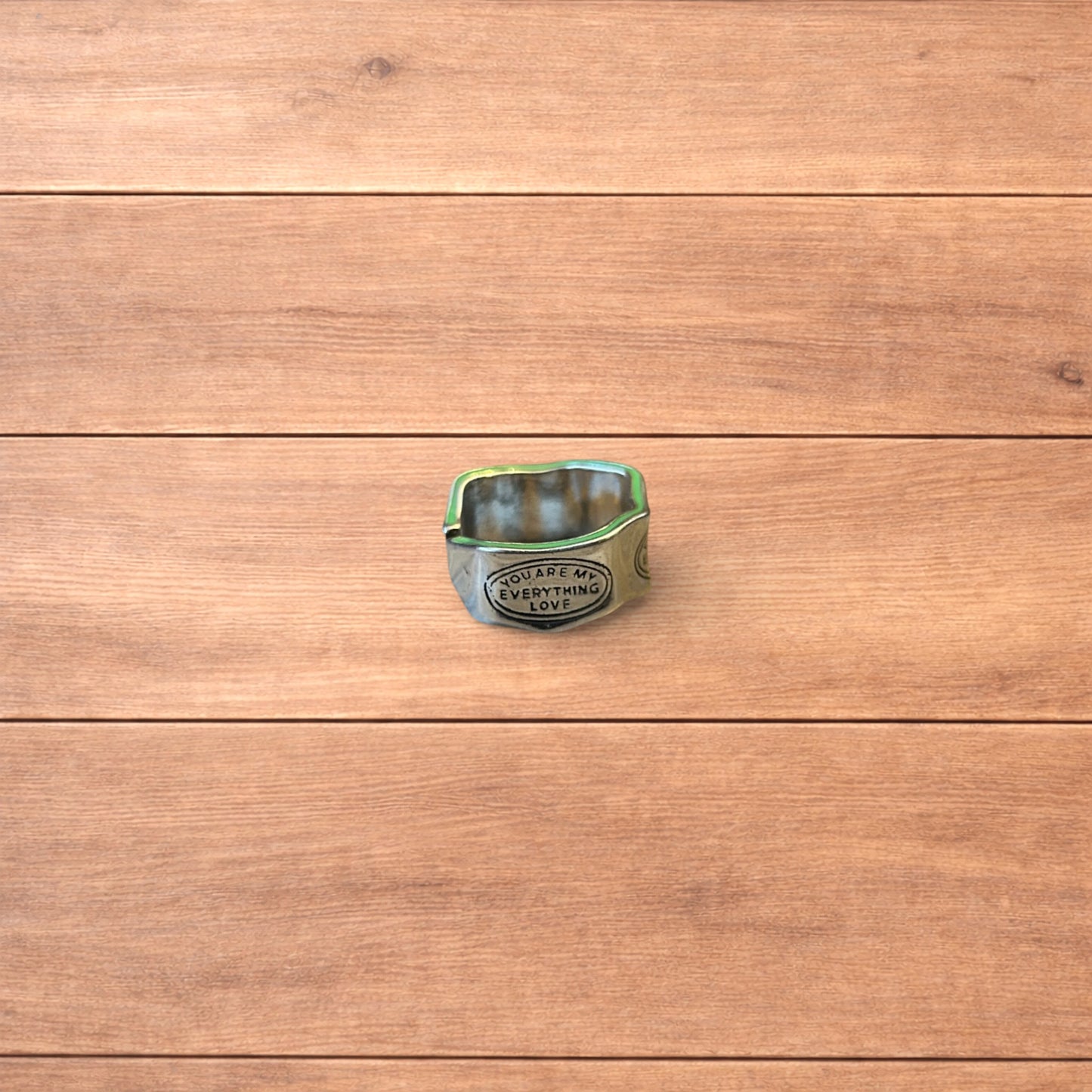 Vintage style stainless steel you are my everything love ring in silver/green.