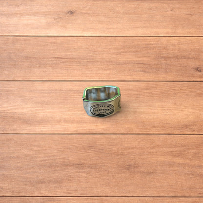 Vintage style stainless steel you are my everything love ring in silver/green.