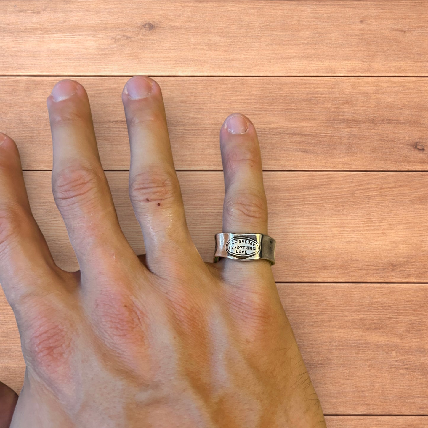Vintage style stainless steel you are my everything love ring in silver/green.