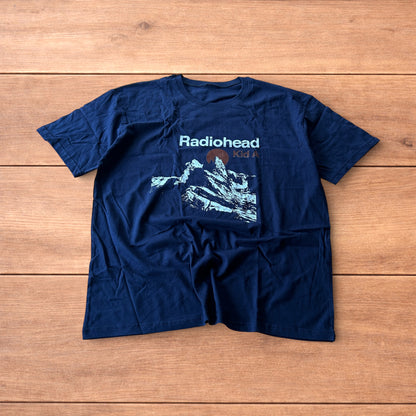 Radiohead Kid A T-shirt with front graphic in navy blue.