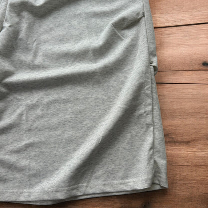 Lovely super baggy wide leg long jersey shorts jorts in light marl grey.