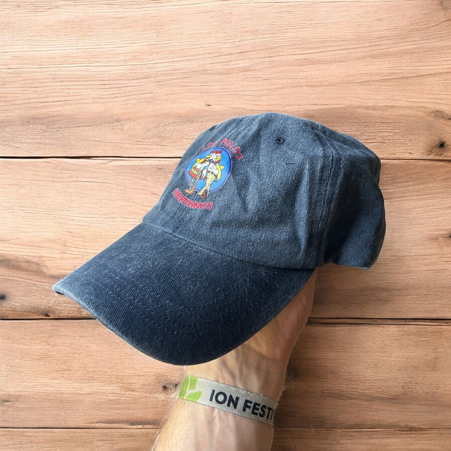 Vintage style Los Pollos Hermanos cap hat in navy blue. One size.