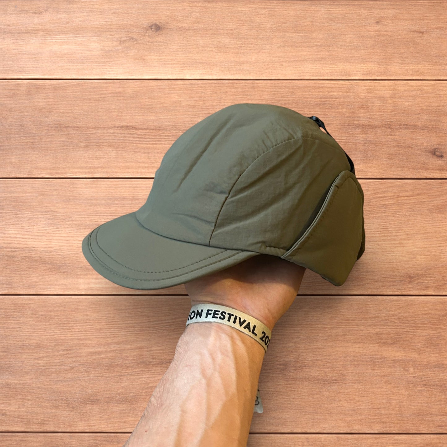 Insane Russian Trapper Korean padded hat cap in khaki green.