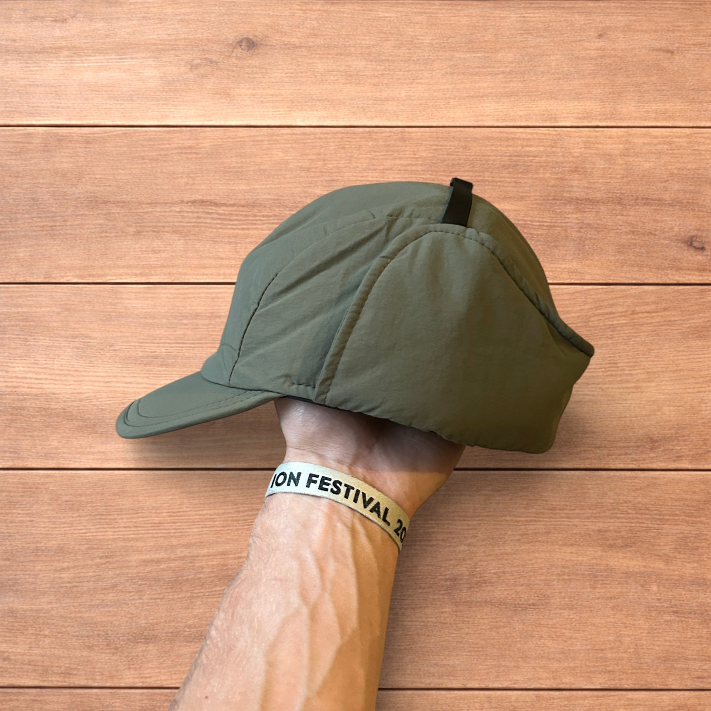 Insane Russian Trapper Korean padded hat cap in khaki green.