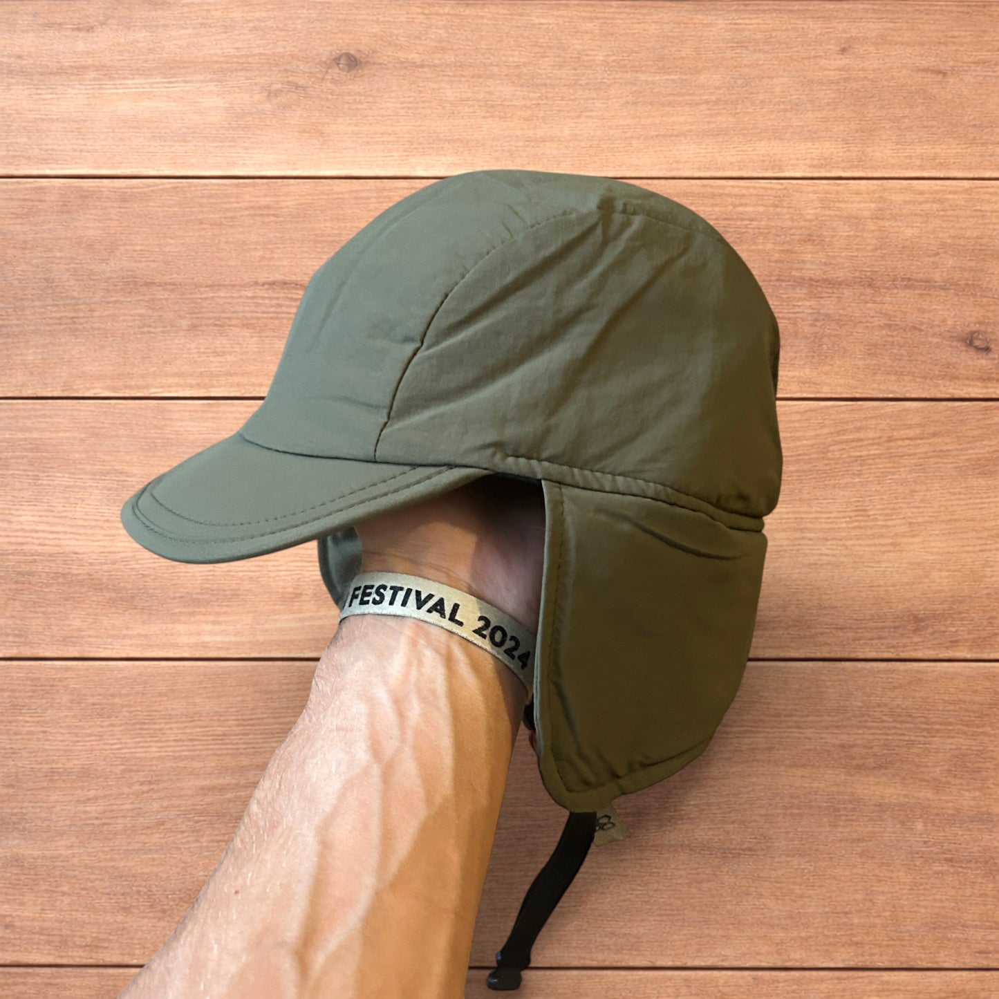 Insane Russian Trapper Korean padded hat cap in khaki green.