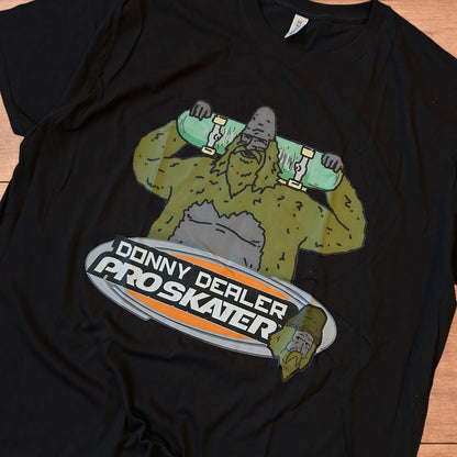 Novelty funny Big Lez Show Donny Dealer skater tshirt top in black.