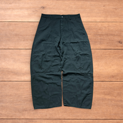 Vintage Military style baggy wide leg cargo trousers in khaki green.