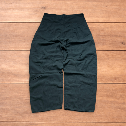 Vintage Military style baggy wide leg cargo trousers in khaki green.