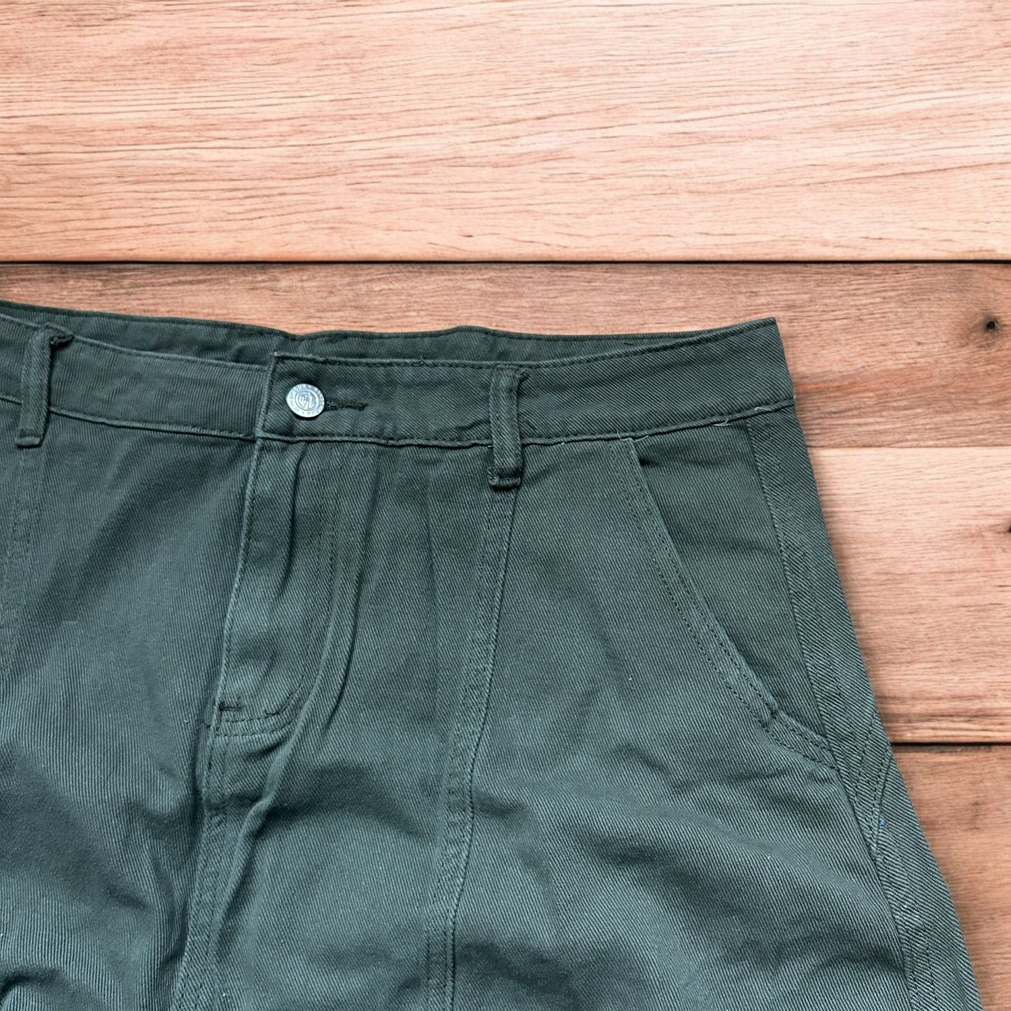 Vintage Military style baggy wide leg cargo trousers in khaki green.