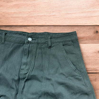 Vintage Military style baggy wide leg cargo trousers in khaki green.