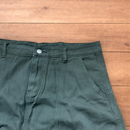 Vintage Military style baggy wide leg cargo trousers in khaki green.