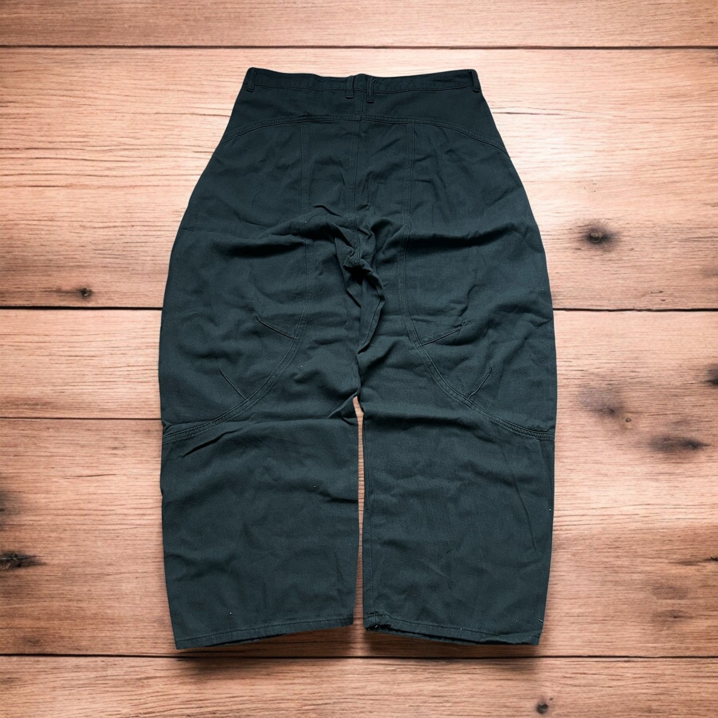 Vintage Military style baggy wide leg cargo trousers in khaki green.