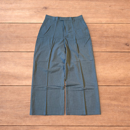 Vintage style baggy wide leg pinstripe tailored trousers in grey.