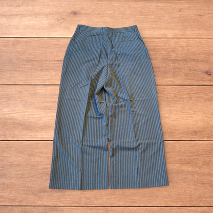 Vintage style baggy wide leg pinstripe tailored trousers in grey.