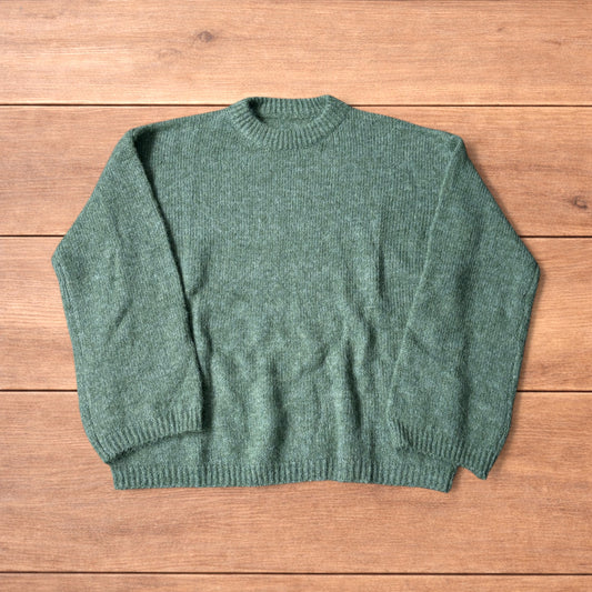 Vintage style knitted sweater jumper in khaki green.