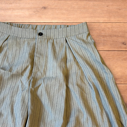 Vintage style baggy super wide leg pinstripe tailored trousers in grey.