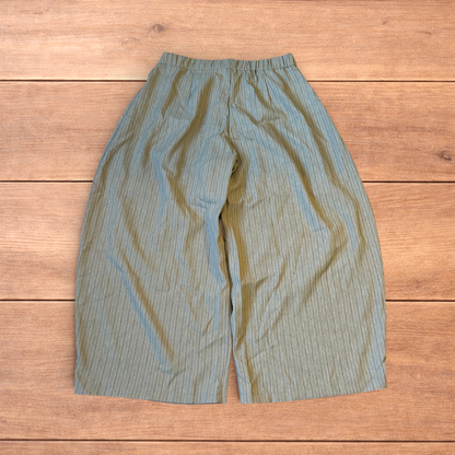 Vintage style baggy super wide leg pinstripe tailored trousers in grey.