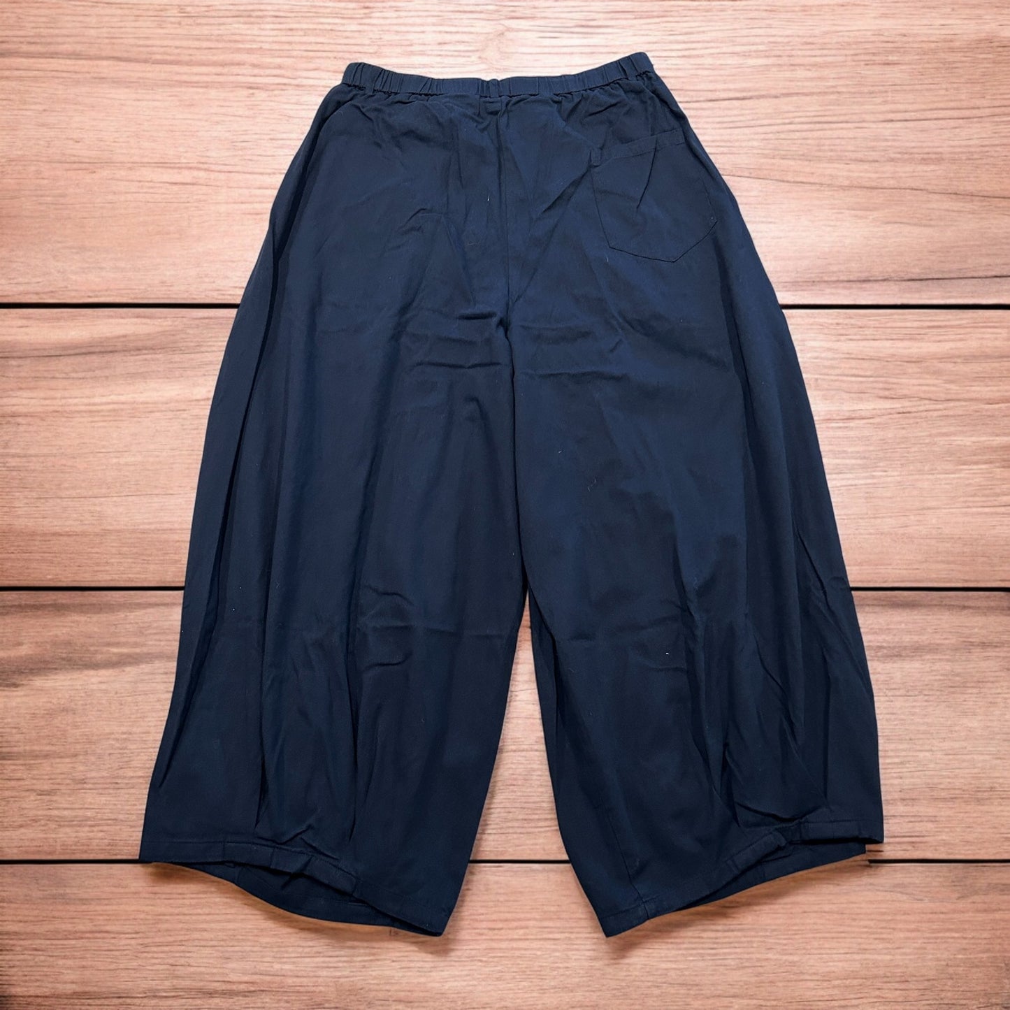 Incredible super baggy wide leg parachute trousers in dark blue wash.