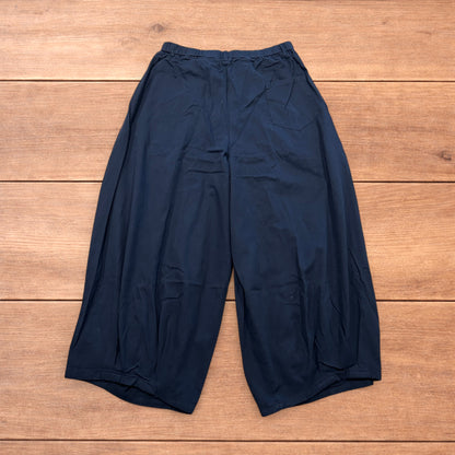Incredible super baggy wide leg parachute trousers in dark blue wash.