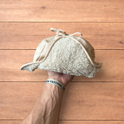 Insane Russian Trapper Korean padded fluffy hat cap in cream/beige.