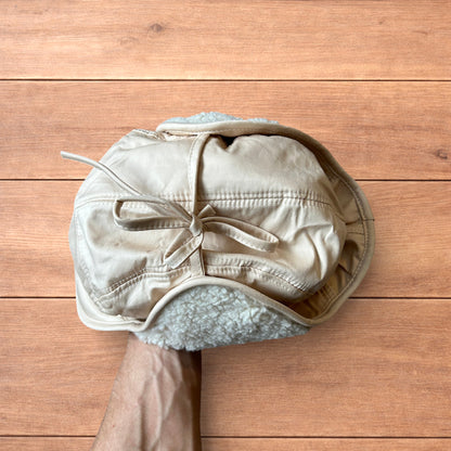 Insane Russian Trapper Korean padded fluffy hat cap in cream/beige.
