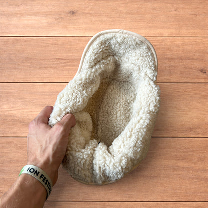 Insane Russian Trapper Korean padded fluffy hat cap in cream/beige.