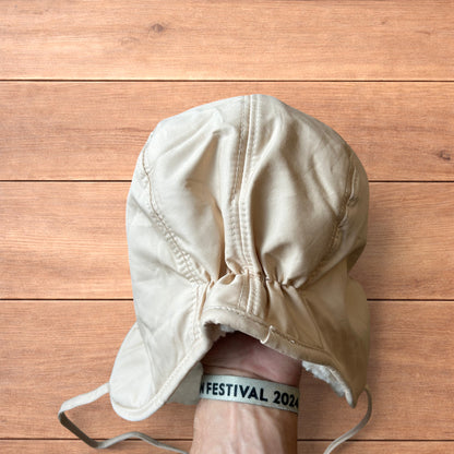 Insane Russian Trapper Korean padded fluffy hat cap in cream/beige.