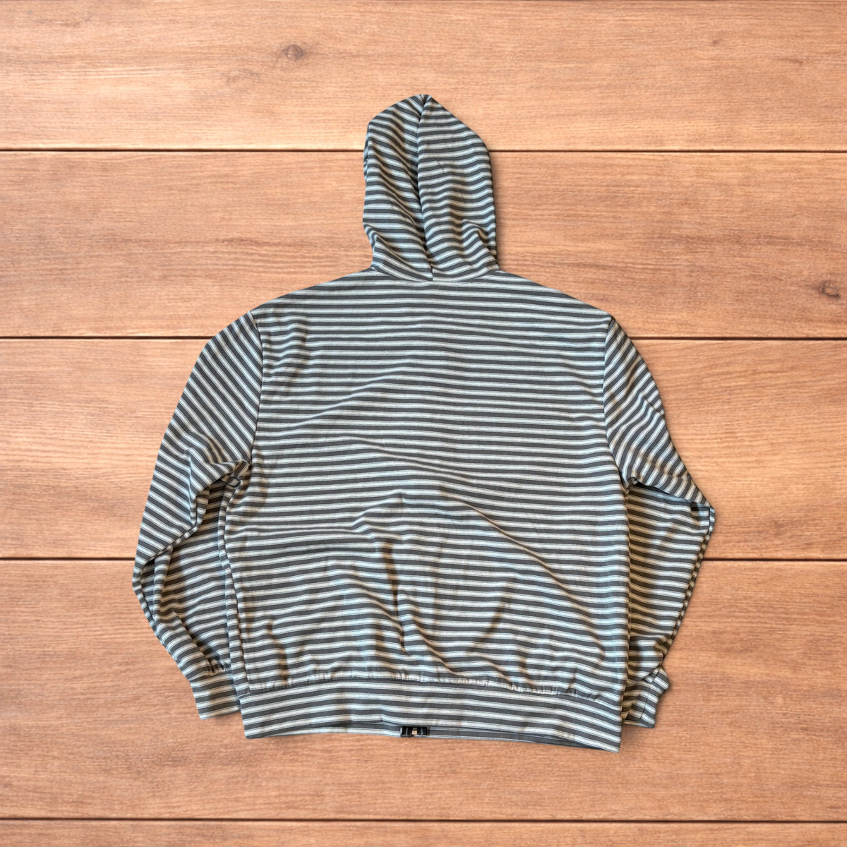 Baggy striped zip-up hoodie jumper in brown and beige.