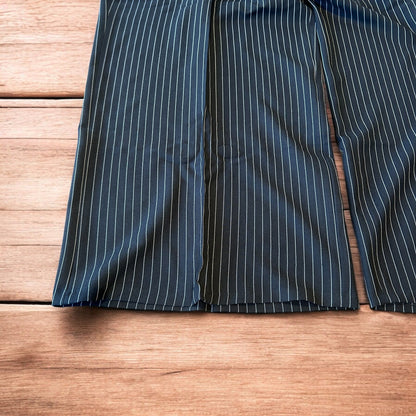 Vintage style baggy wide leg pinstripe trousers in black/white.