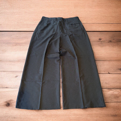 Vintage style baggy wide leg pinstripe trousers in black/white.
