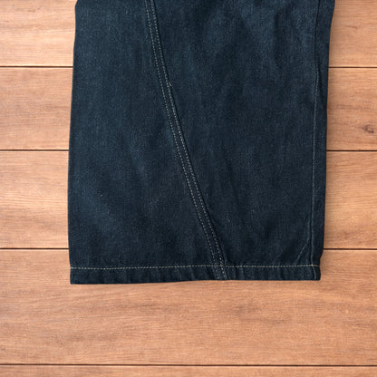 Incredible vintage style baggy wide leg skater fit jeans with leopard print in dark blue.