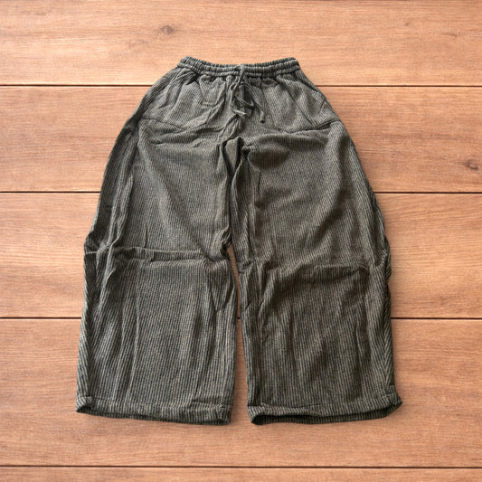 Lovely baggy wide leg woolly lounge pants joggers with stripes in brown.