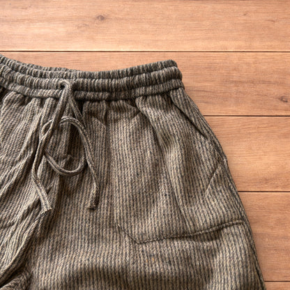 Lovely baggy wide leg woolly lounge pants joggers with stripes in brown.