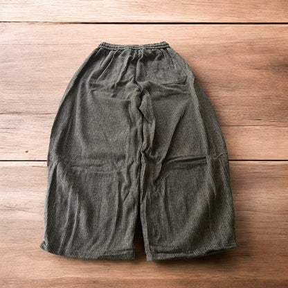Lovely baggy wide leg woolly lounge pants joggers with stripes in brown.