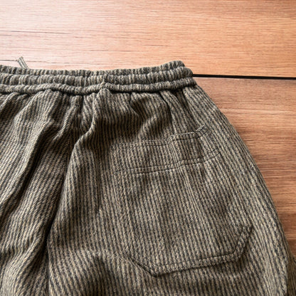 Lovely baggy wide leg woolly lounge pants joggers with stripes in brown.