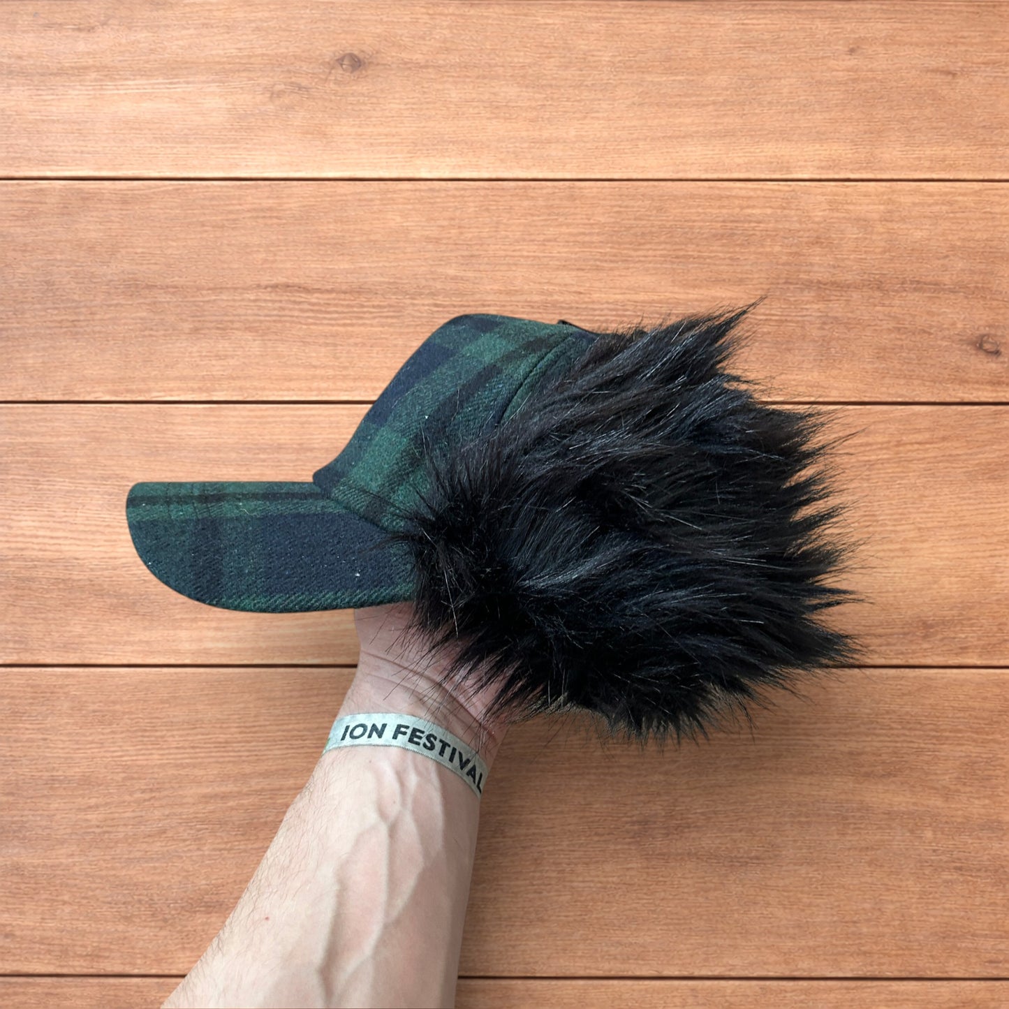 Vintage style trapper Russian ear flap hat cap in checkered khaki/black colour way.