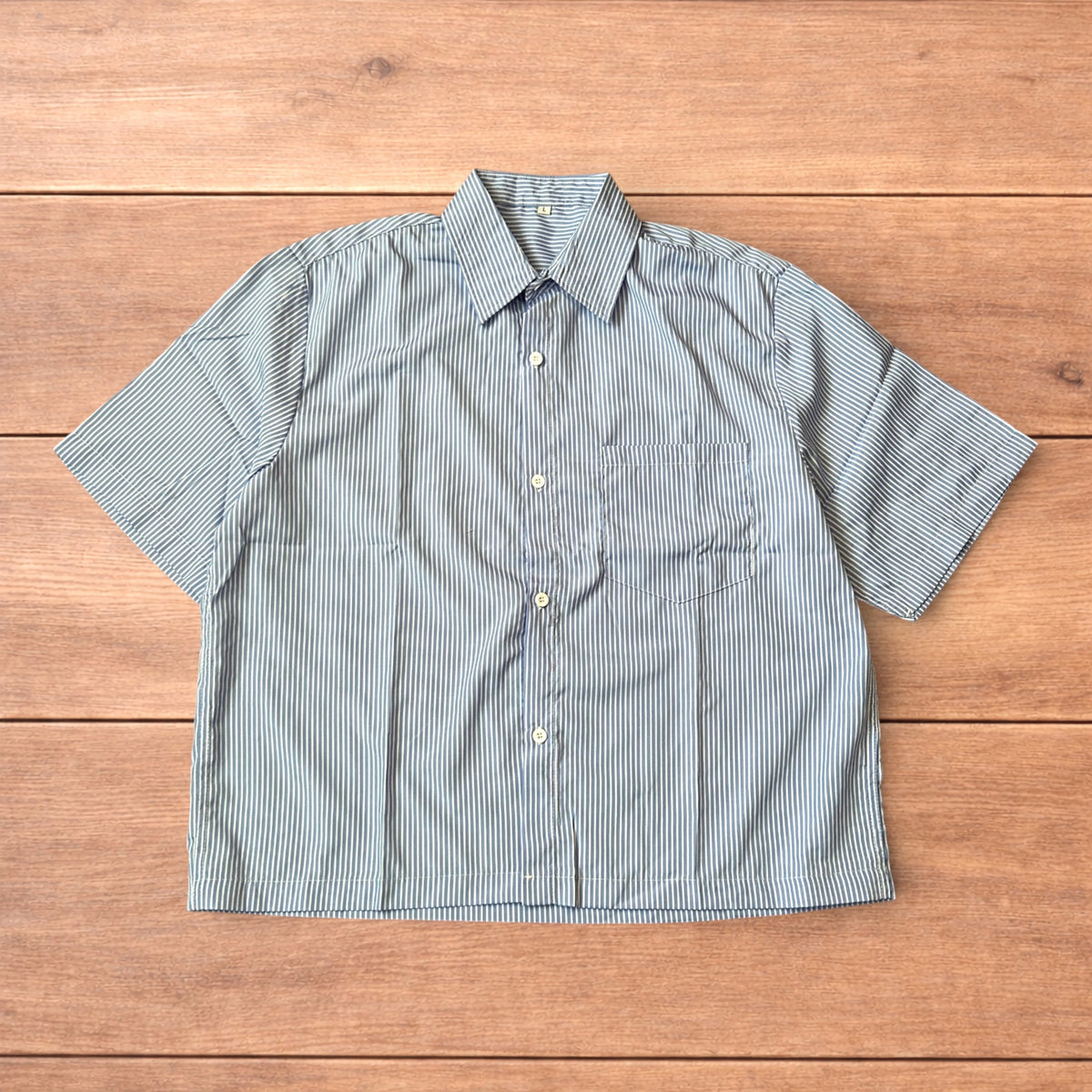 Blue and white striped lightweight short sleeve shirt from the Dikdik Duds Summer Edit