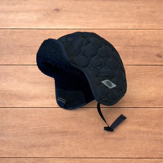 Insane Russian Trapper Korean padded fluffy hat cap in black.