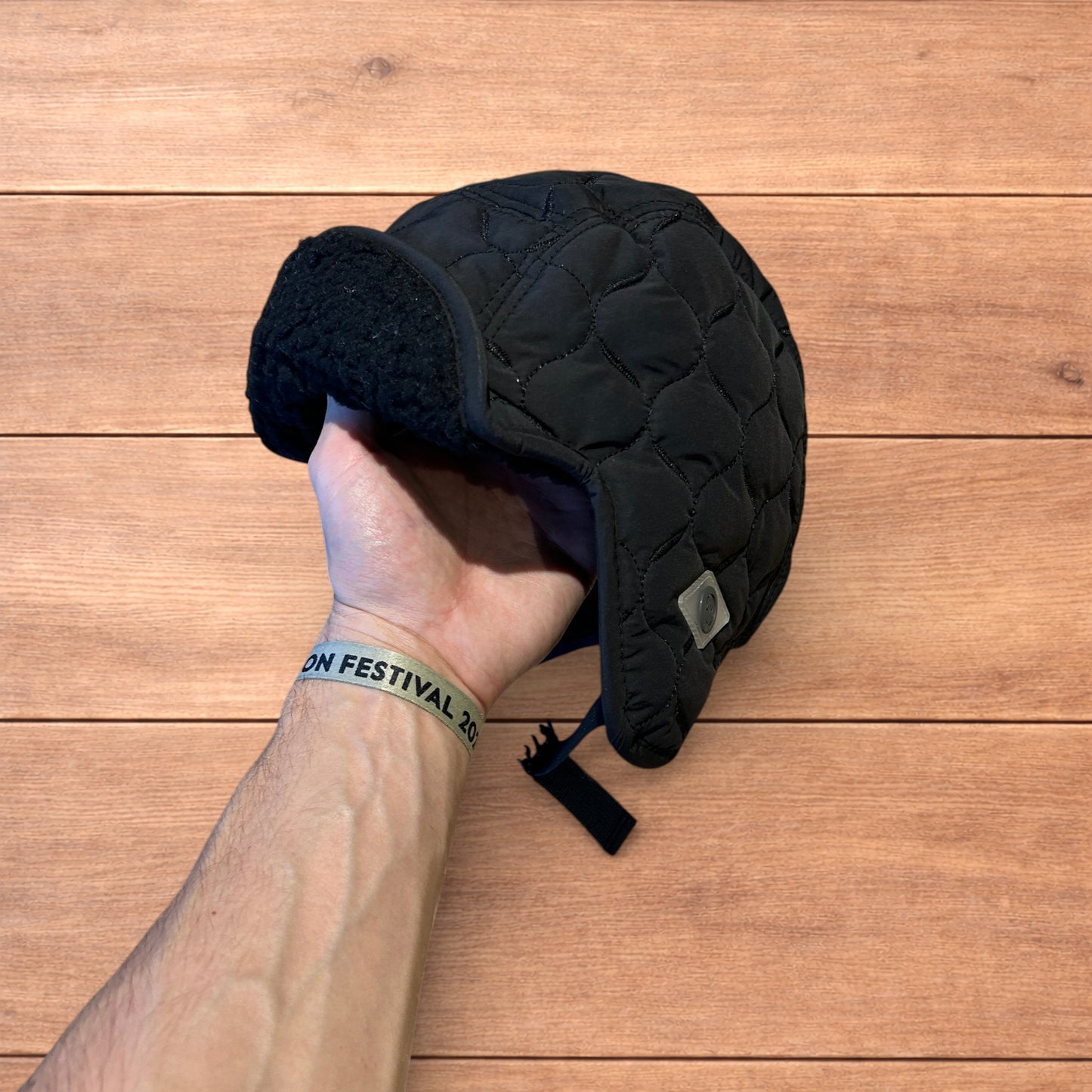 Insane Russian Trapper Korean padded fluffy hat cap in black.