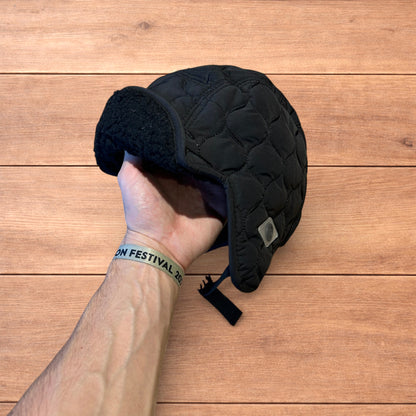 Insane Russian Trapper Korean padded fluffy hat cap in black.