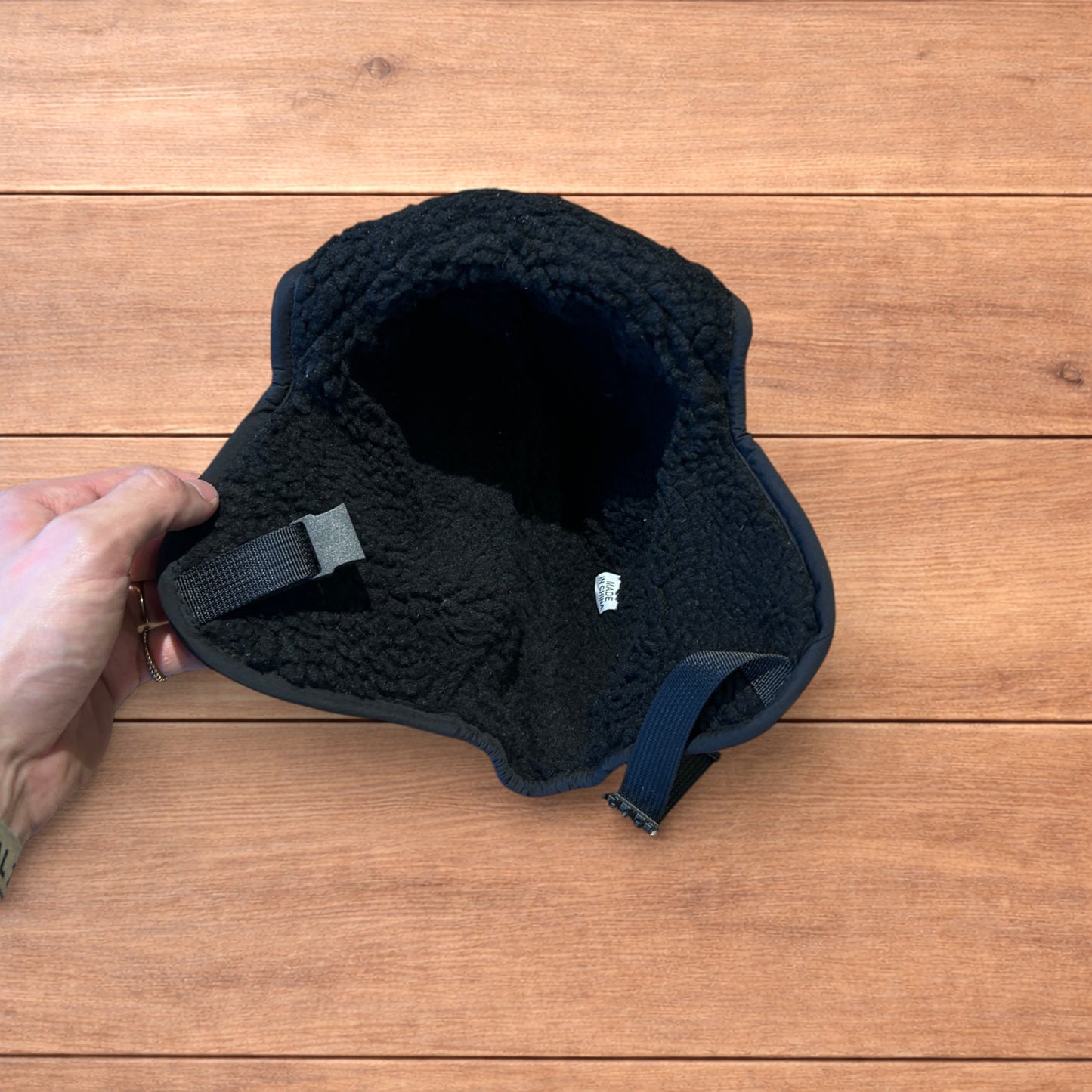 Insane Russian Trapper Korean padded fluffy hat cap in black.