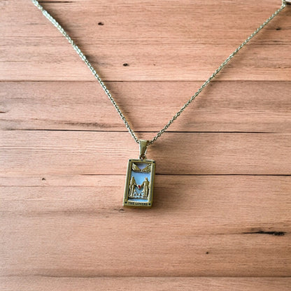 Lovely gold stainless steel pendant necklace of the lovers couple tarot .