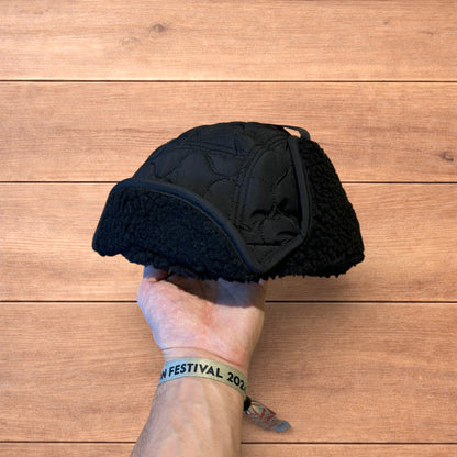 Insane Russian Trapper Korean padded fluffy hat cap in black.