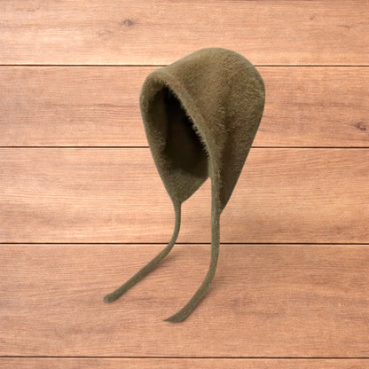 Lovely Y2k Japanese knitted beanie bonnet ear flap hat in coffee brown.