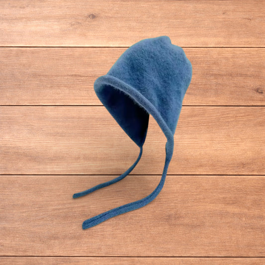 Lovely Y2k Japanese knitted beanie bonnet ear flap hat in dark blue.