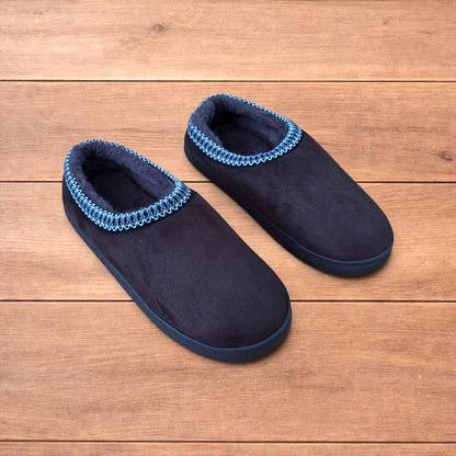 Brown faux suede mules clogs shoes with faux fur lining and rubber grippy sole