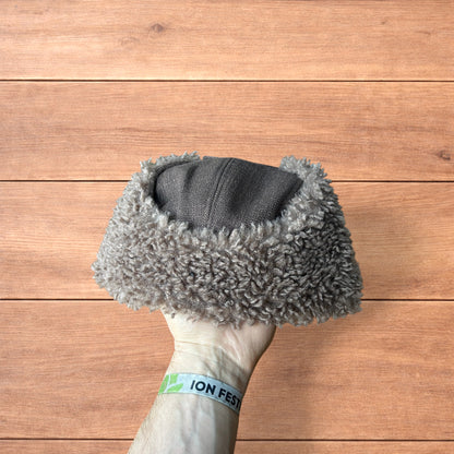 Fluffy Woolen padded trapper deer stalker hat cap in brown.