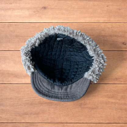Fluffy Woolen padded trapper deer stalker hat cap in brown.